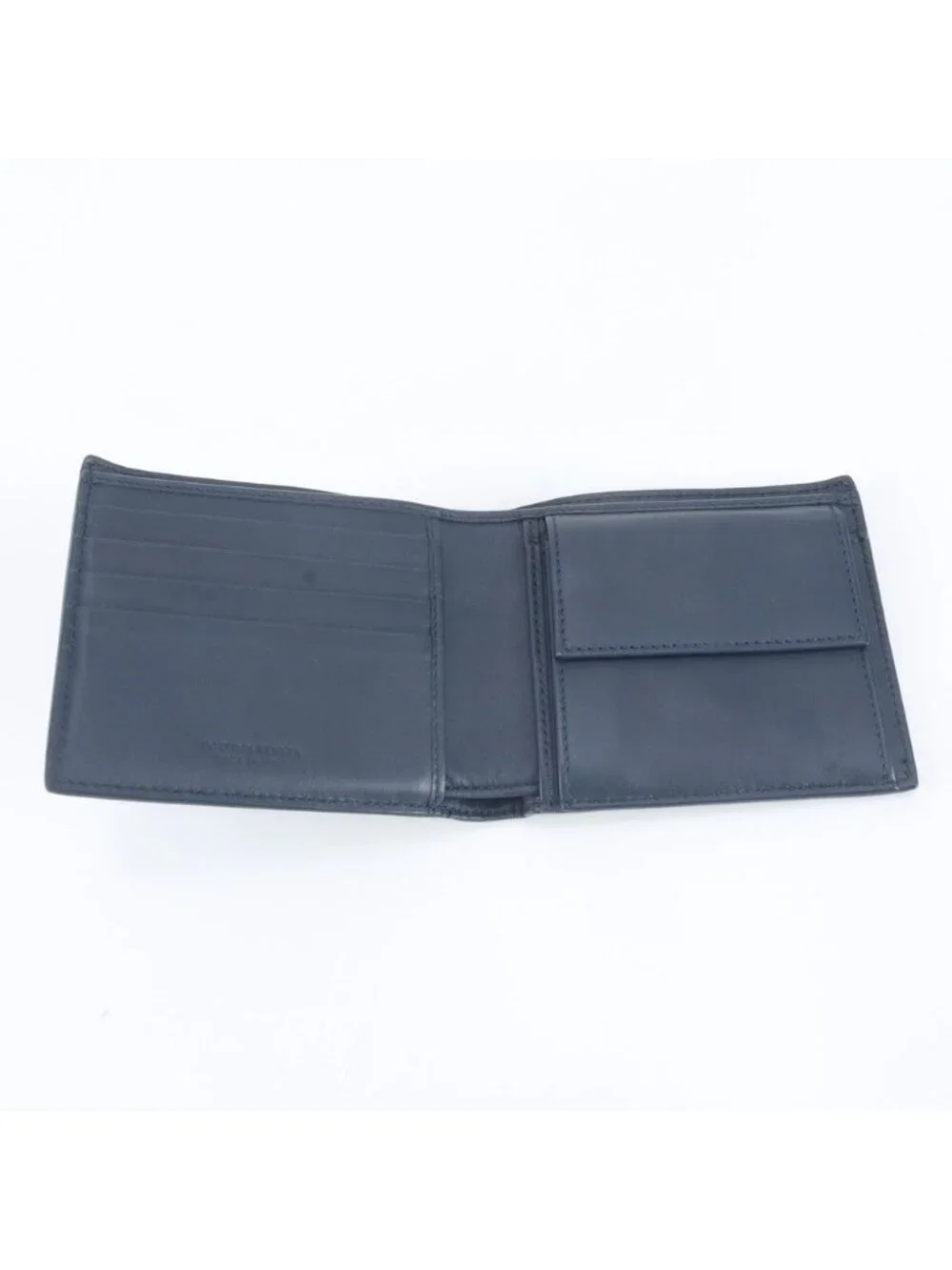 Bottega Veneta Intrecciato Braided Leather Bifold Wallet Navy